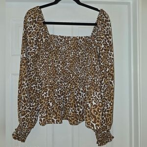 Lilly Pulitzer Brown Leopard Print Blouse
